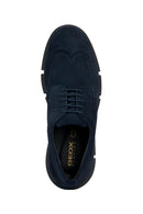 Geox Men's Navy Blue Adacter Lace-Up Nubuck Leather Casual Shoes | Derimod