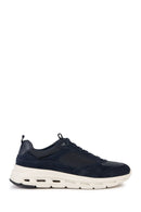 Geox Men's Navy Blue Hoverstream Lace-Up Leather Sneaker | Derimod