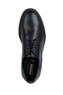 Geox Men's Black Tiberio Laced Leather Masculine Classic Shoes | Derimod