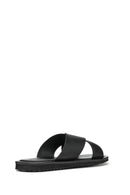Geox Men's Black Erica Leather Slippers | Derimod