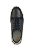 Geox Men's Navy Blue Deiven Lace-up Leather Casual Shoes | Derimod