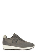 Geox Men's Gray Happy Lace-up Suede Leather Sneaker | Derimod
