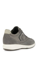 Geox Men's Gray Happy Lace-up Suede Leather Sneaker | Derimod