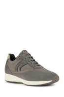 Geox Men's Gray Happy Lace-up Suede Leather Sneaker | Derimod