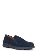 Geox Men's Navy Blue Spherica Ec10 Suede Leather Casual Loafer | Derimod