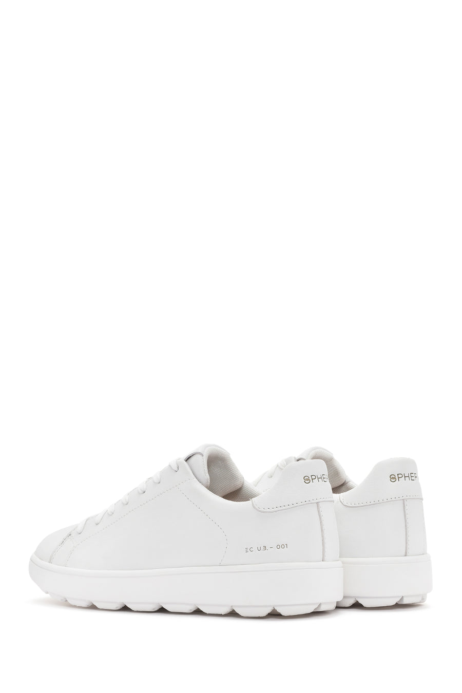 Geox Men's White Spherica Ecub Lace-Up Leather Sneaker