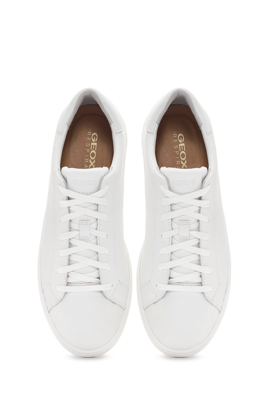 Geox Men's White Spherica Ecub Lace-Up Leather Sneaker