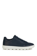 Geox Men's Navy Blue Spherica Ecub-1 Lace-Up Leather Sneaker | Derimod