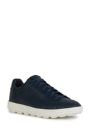 Geox Men's Navy Blue Spherica Ecub-1 Lace-Up Leather Sneaker | Derimod