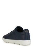 Geox Men's Navy Blue Spherica Ecub-1 Lace-Up Leather Sneaker | Derimod