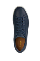 Geox Men's Navy Blue Spherica Ecub-1 Lace-Up Leather Sneaker | Derimod
