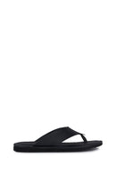 Geox Men's Black Erice Flip Flops Leather Slippers | Derimod