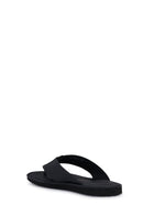 Geox Men's Black Erice Flip Flops Leather Slippers | Derimod