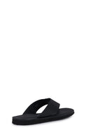 Geox Men's Black Erice Flip Flops Leather Slippers | Derimod