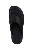Geox Men's Black Erice Flip Flops Leather Slippers | Derimod