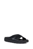 Geox Male Black Spherica Leather Slipper | Derimod