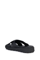 Geox Male Black Spherica Leather Slipper | Derimod