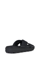 Geox Male Black Spherica Leather Slipper | Derimod