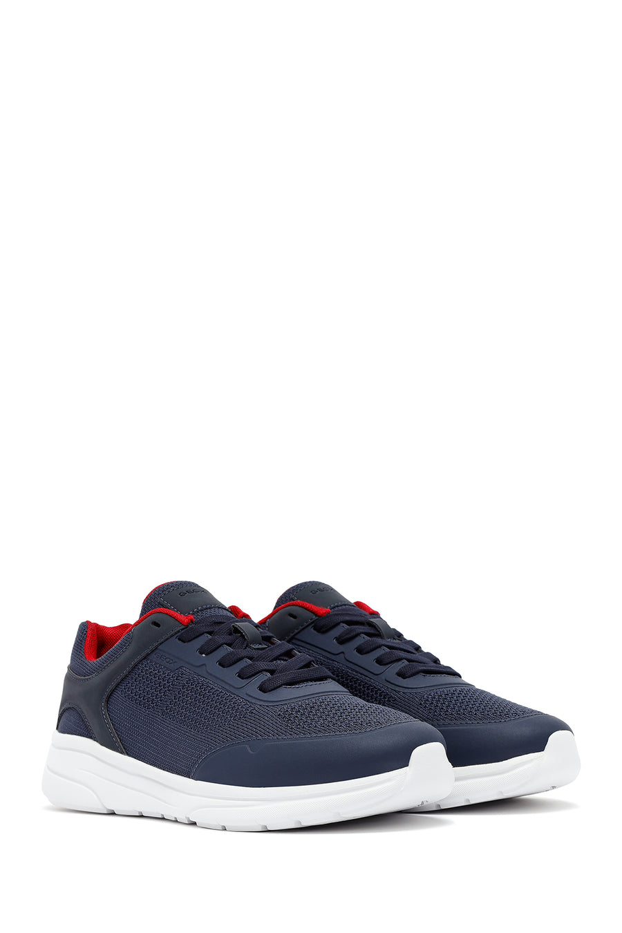 Geox Men Navy Blue Thick-Soled Lace-Up Fabric Sneaker