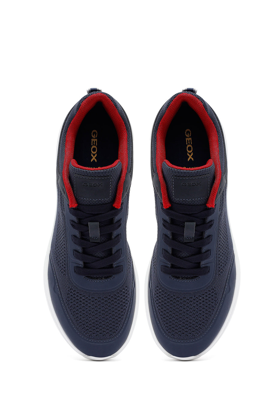 Geox Men Navy Blue Thick-Soled Lace-Up Fabric Sneaker