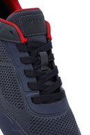 Geox Men Navy Blue Thick-Soled Lace-Up Fabric Sneaker | Derimod