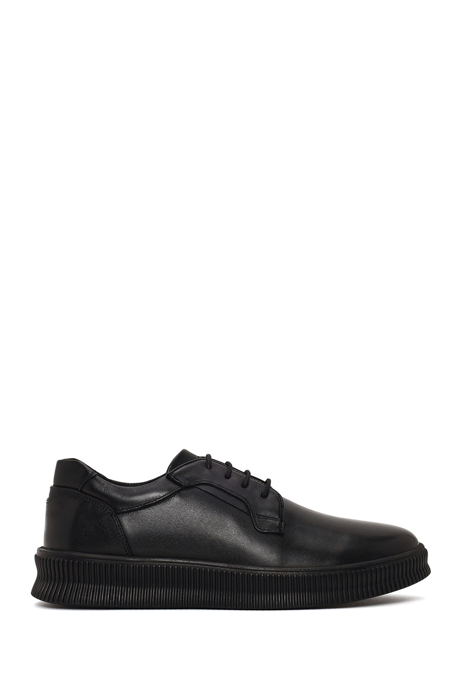 Erkek Siyah Bağcıklı Deri Sneaker WM600012DV | Derimod