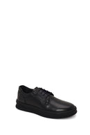 Erkek Siyah Bağcıklı Deri Sneaker | Derimod