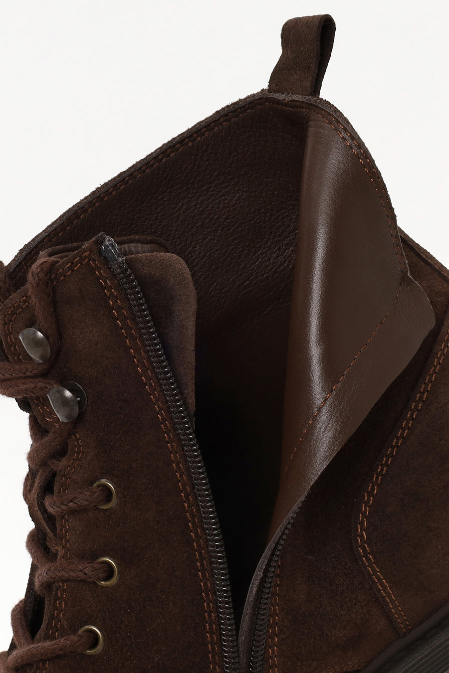 Male Brown Lace-Up Zip Closure Thick-Soled Suede Casual Boots