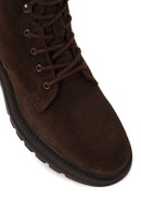 Male Brown Lace-Up Zip Closure Thick-Soled Suede Casual Boots | Derimod