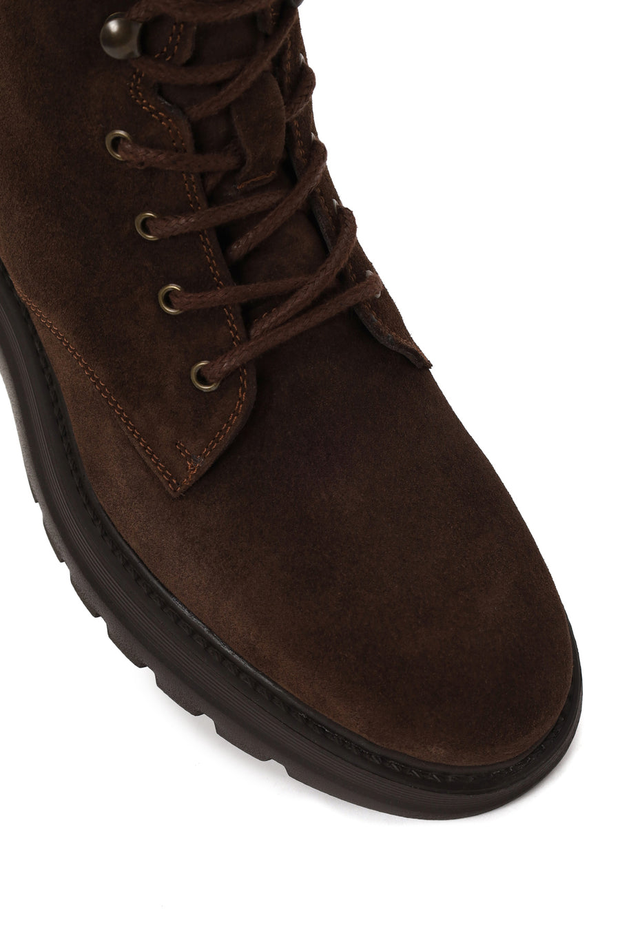 Male Brown Lace-Up Zip Closure Thick-Soled Suede Casual Boots