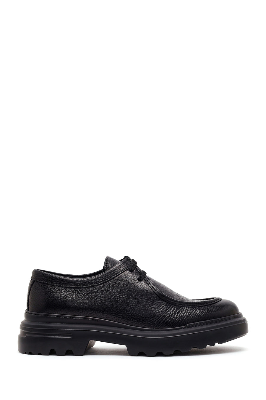 Male Black Lace-Up Thick-Soled Leather Casual Shoes WM660003DV | Derimod