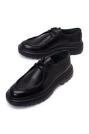 Male Black Lace-Up Thick-Soled Leather Casual Shoes | Derimod