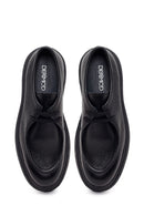 Male Black Lace-Up Thick-Soled Leather Casual Shoes | Derimod