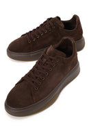 Male Brown Lace-Up Thick-Soled Suede Leather Sneaker | Derimod