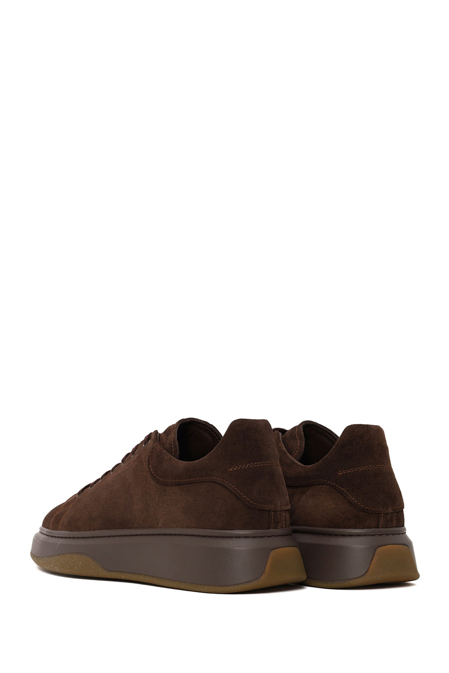 Male Brown Lace-Up Thick-Soled Suede Leather Sneaker