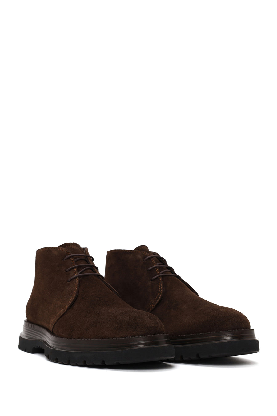 Male Brown Lace-up Suede Casual Boots
