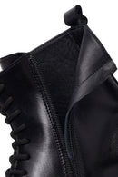 Male Black Lace-Up Zip Closure Thick-Soled Leather Combat Boots | Derimod