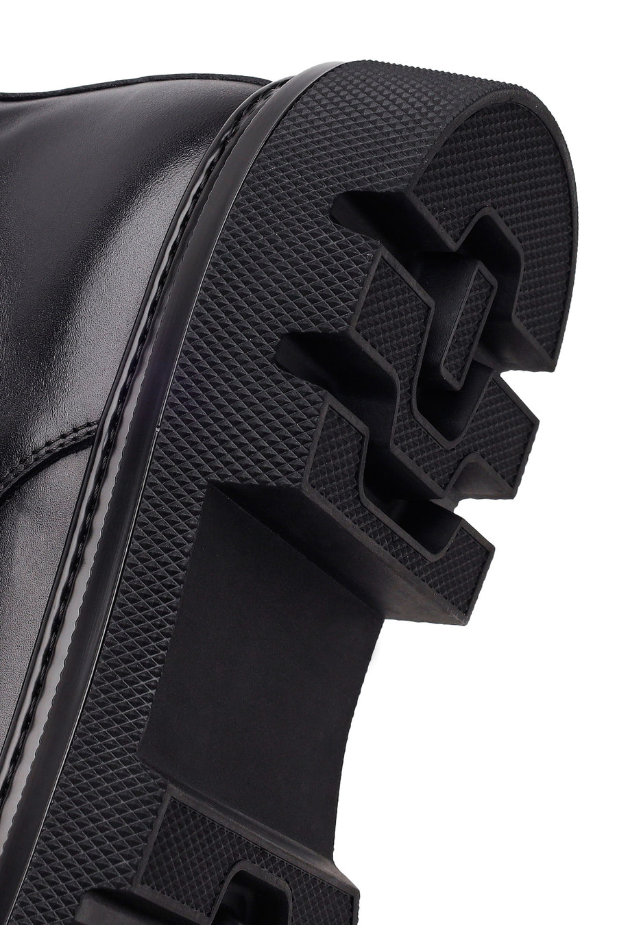 Male Black Lace-Up Zip Closure Thick-Soled Leather Combat Boots