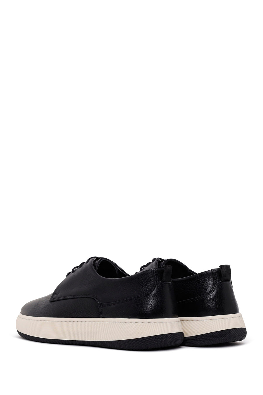 Male Black Lace-Up Thick-Soled Leather Casual Shoes