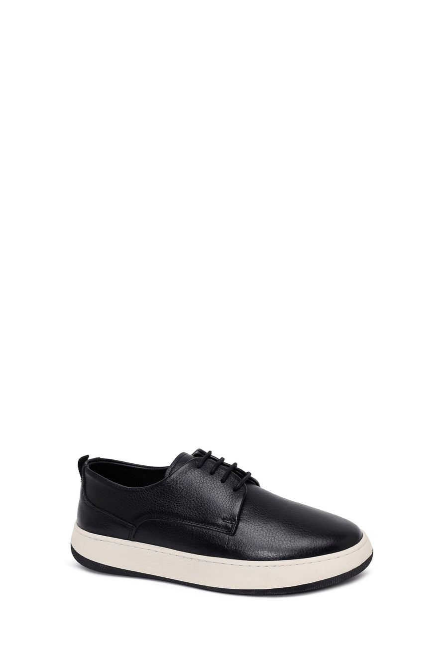 Male Black Lace-Up Thick-Soled Leather Casual Shoes