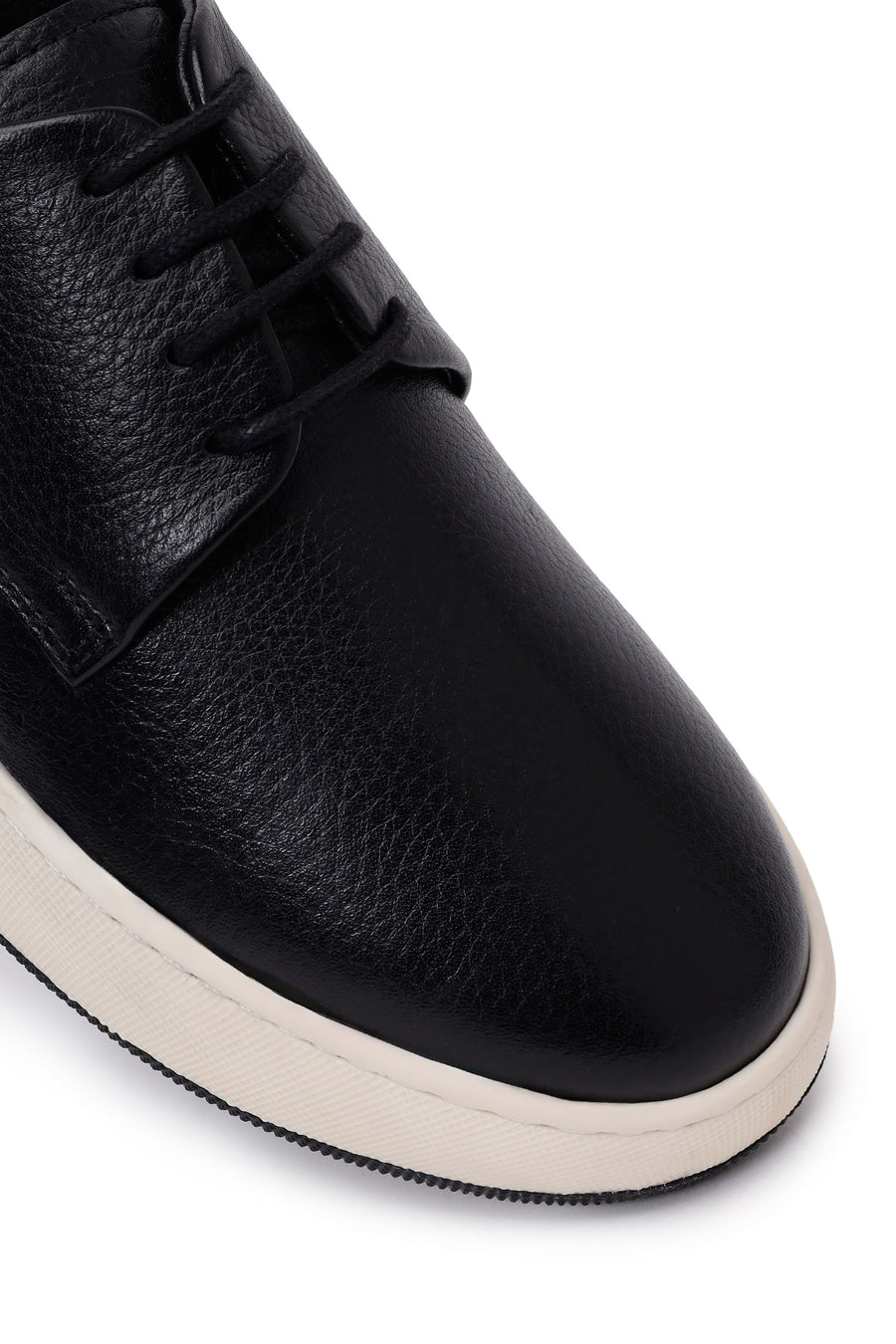Male Black Lace-Up Thick-Soled Leather Casual Shoes