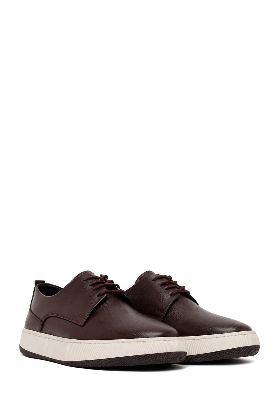 Male Brown Lace-Up Thick-Soled Leather Casual Shoe