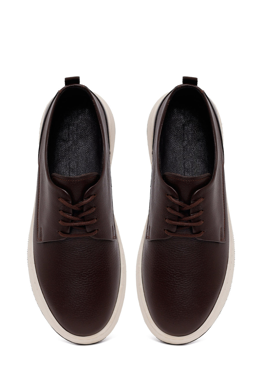 Male Brown Lace-Up Thick-Soled Leather Casual Shoe