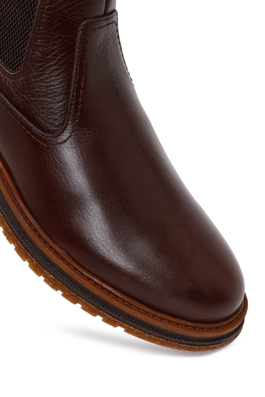 Male Brown Leather Casual Chelsea Boots