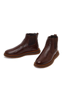 Male Brown Leather Casual Chelsea Boots | Derimod