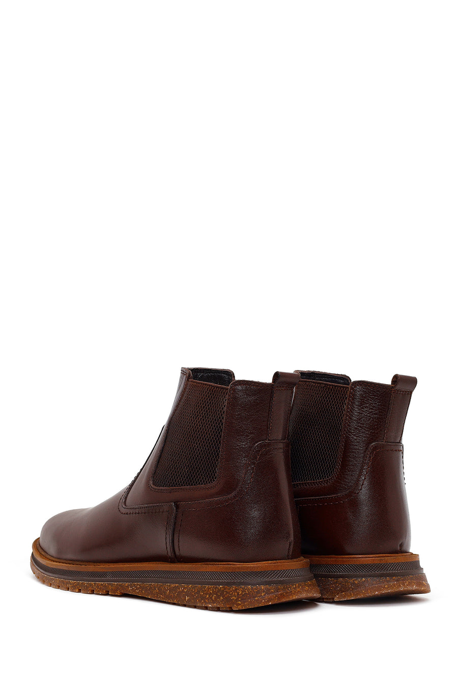 Male Brown Leather Casual Chelsea Boots