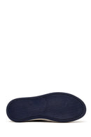 Male Navy Blue Lace-Up Thick-Soled Leather Sneaker | Derimod