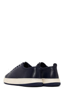 Male Navy Blue Lace-Up Thick-Soled Leather Sneaker | Derimod