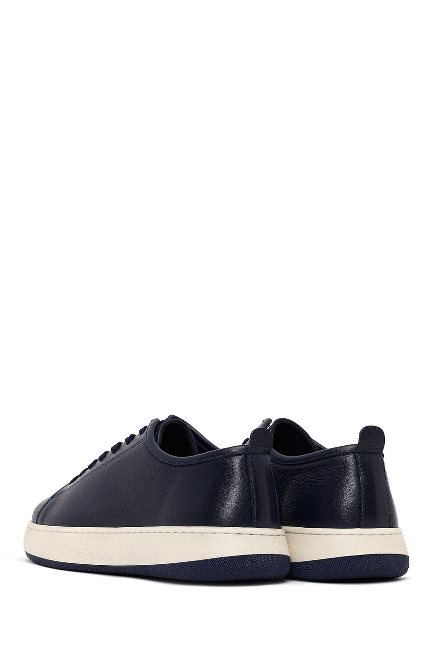Male Navy Blue Lace-Up Thick-Soled Leather Sneaker