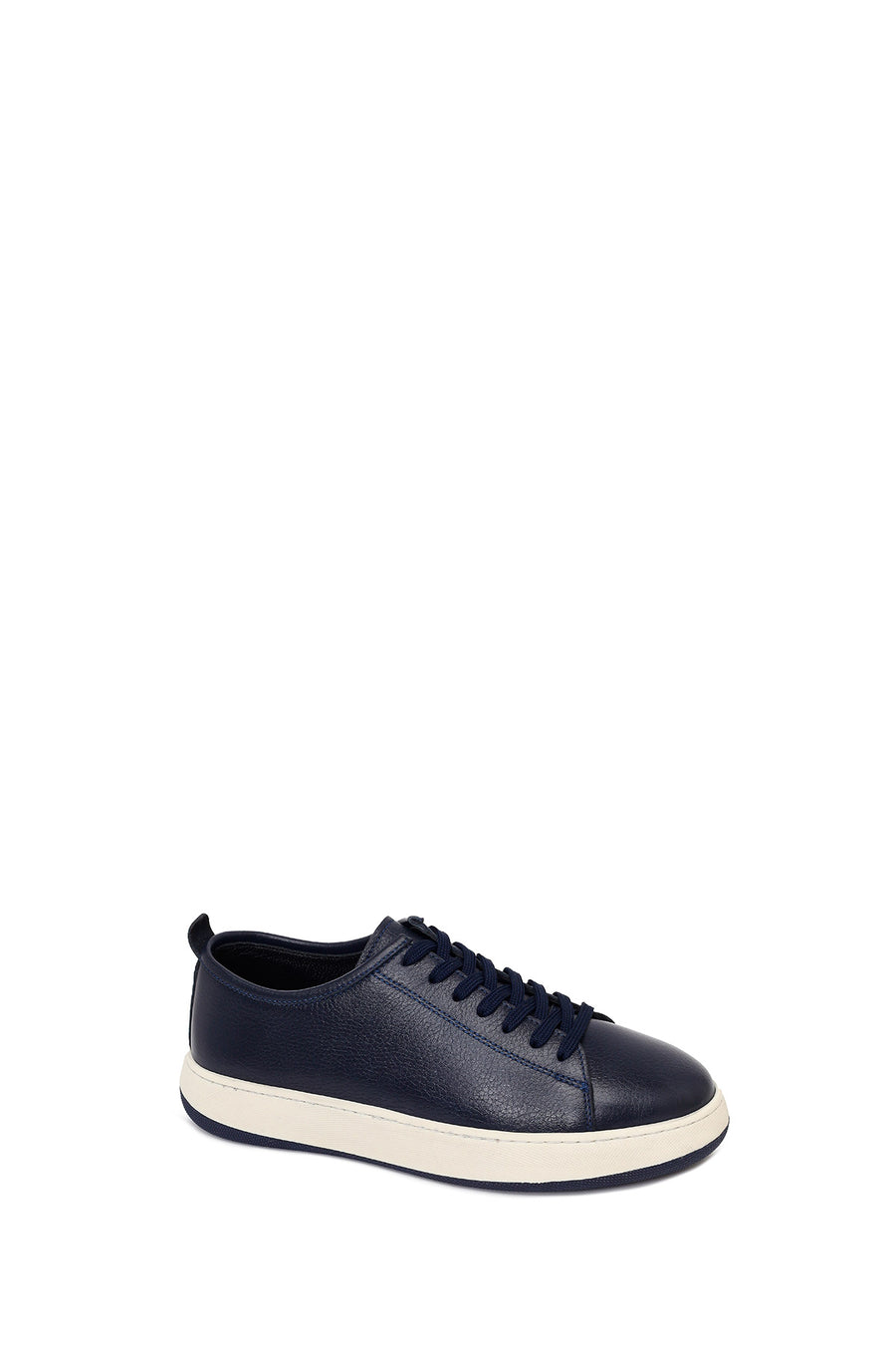 Male Navy Blue Lace-Up Thick-Soled Leather Sneaker